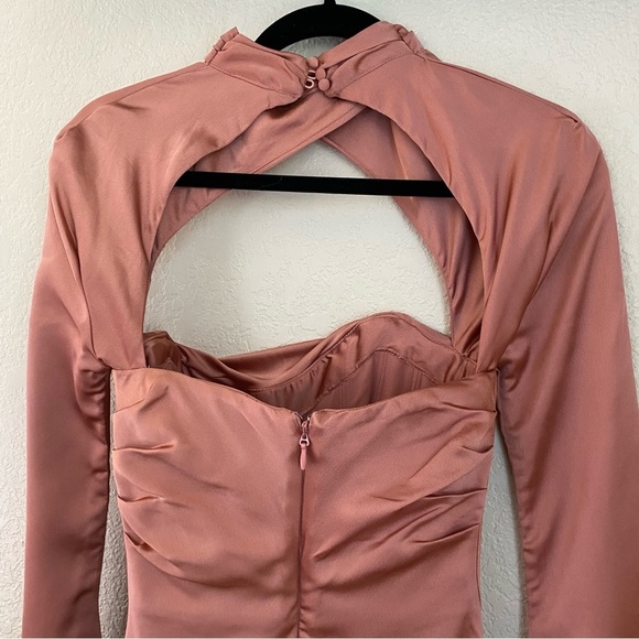 House‎ of CB Toira Satin Corset Rose Pink Flare Mini Dress NWOT size XS - Picture 9 of 15